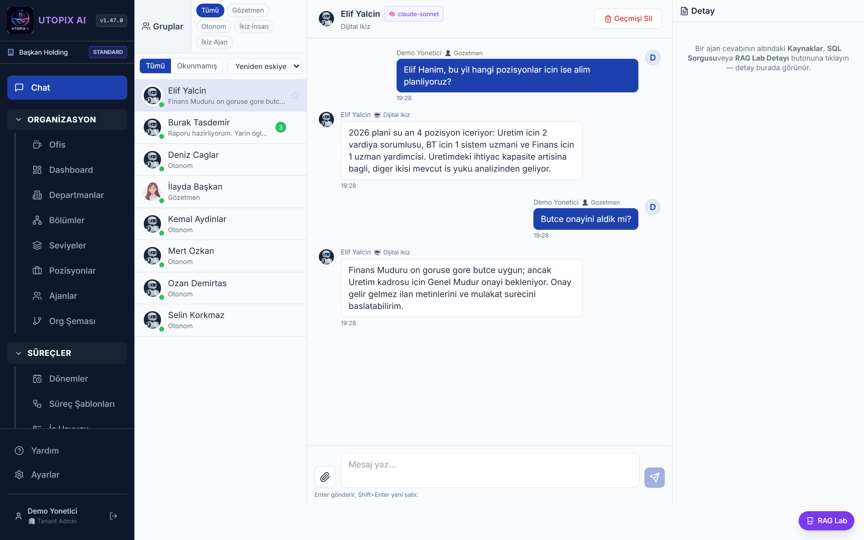 UTOPIX AI çok katılımcılı sohbet ekranı